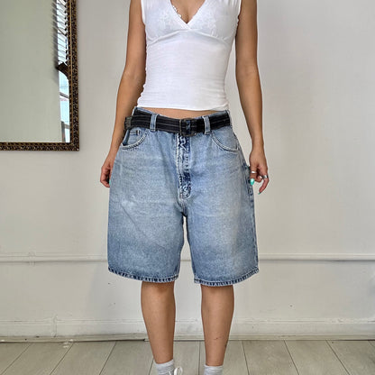 light wash baggy denim jorts