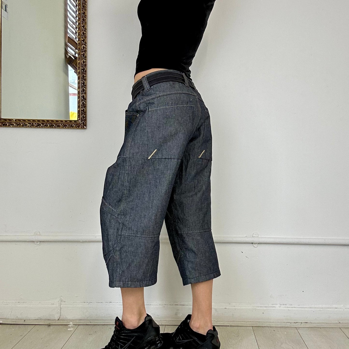 00s baggy 3/4 long denim short