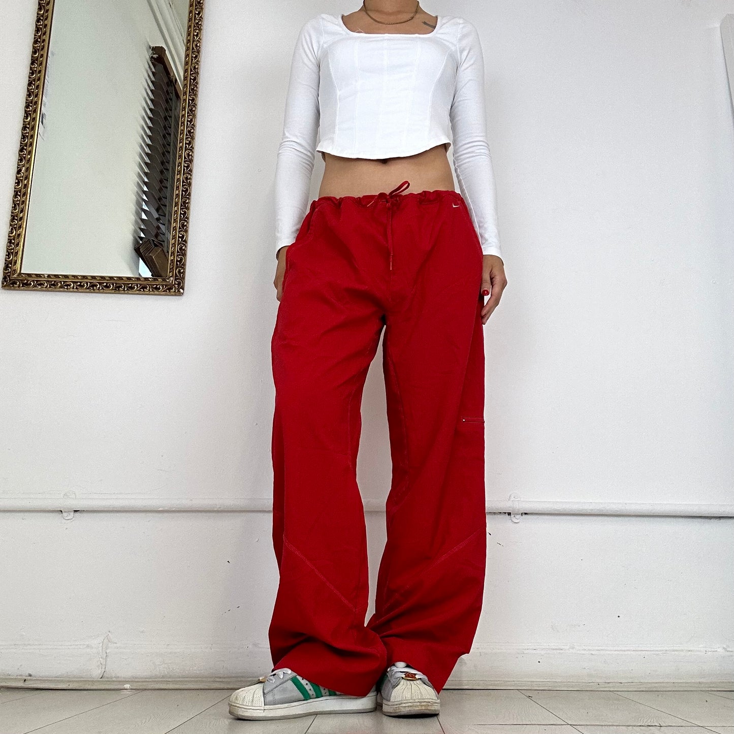 red vintage nike tracksuit bottoms