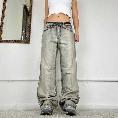 wide leg washed jeans