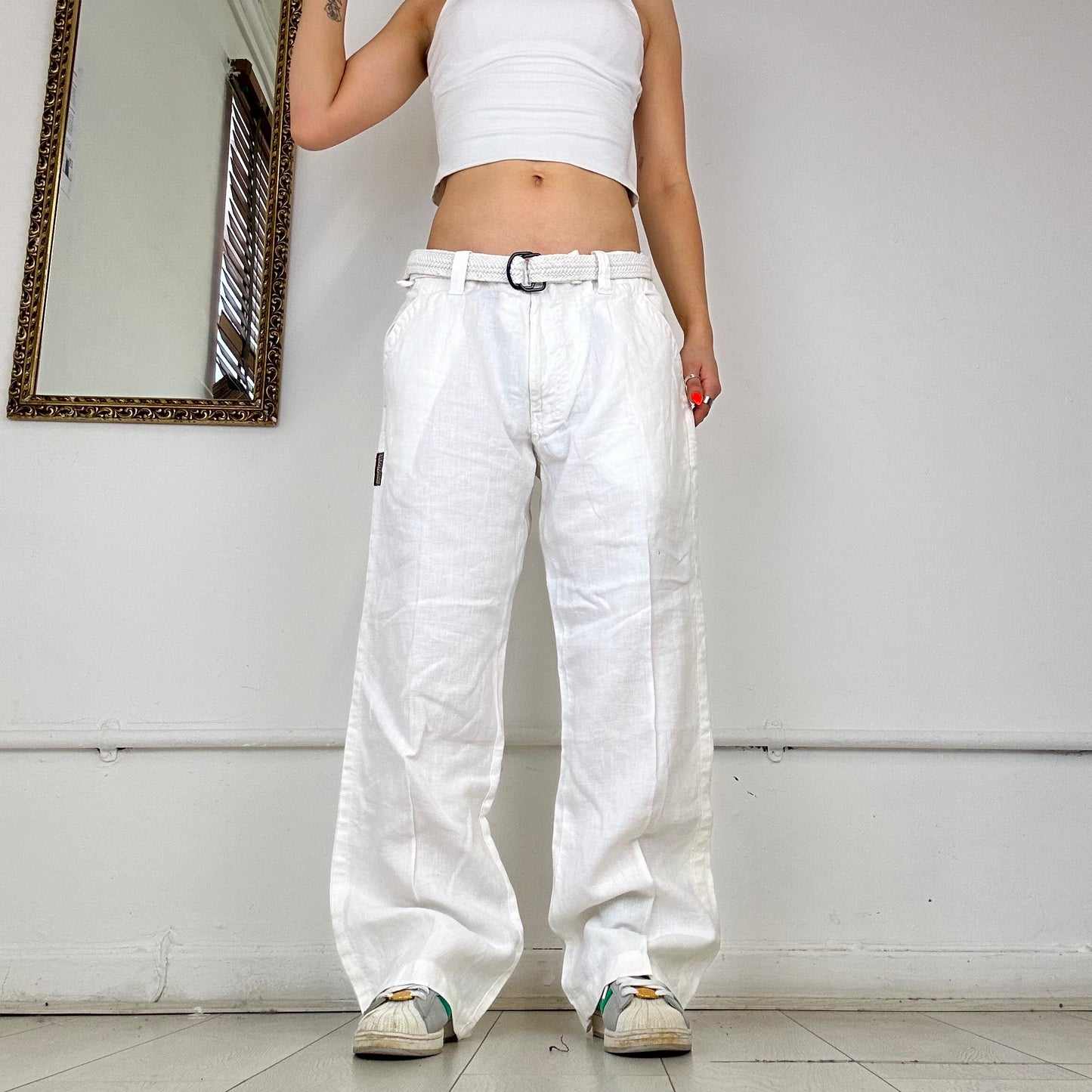 napapijri white linen trousers