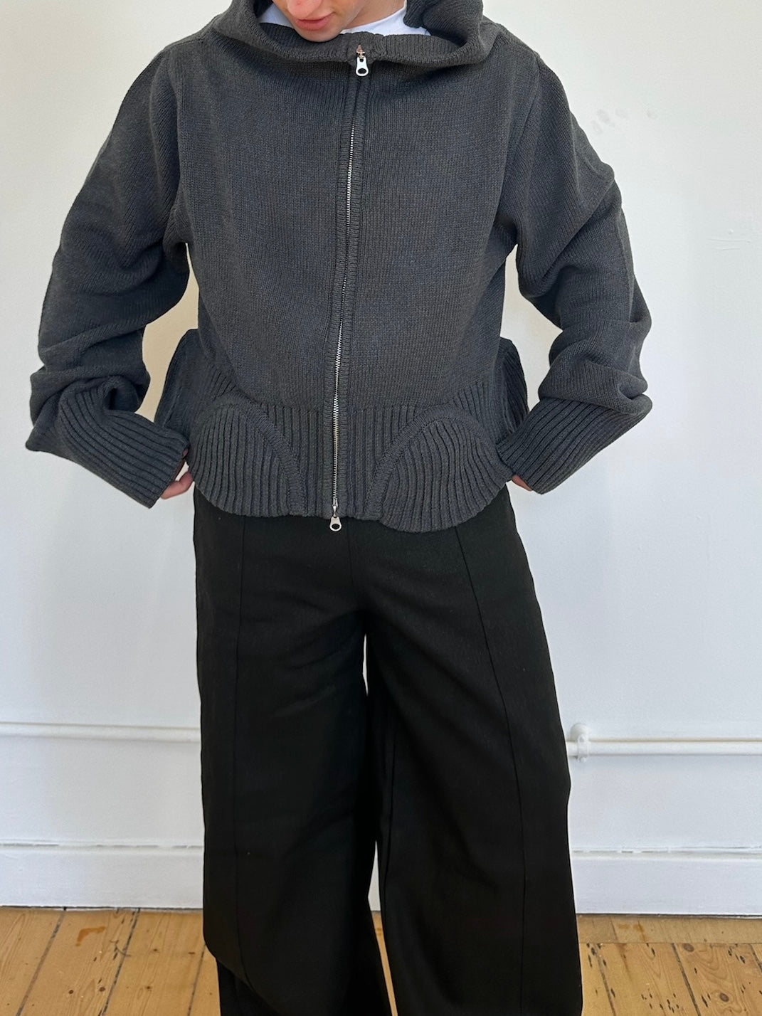 rowan peplum jumper  - grey knit