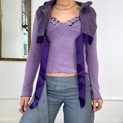 2000's mohair purple cami & coatee top