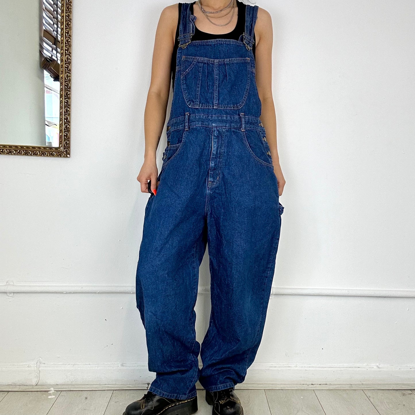 dark wash denim dungarees