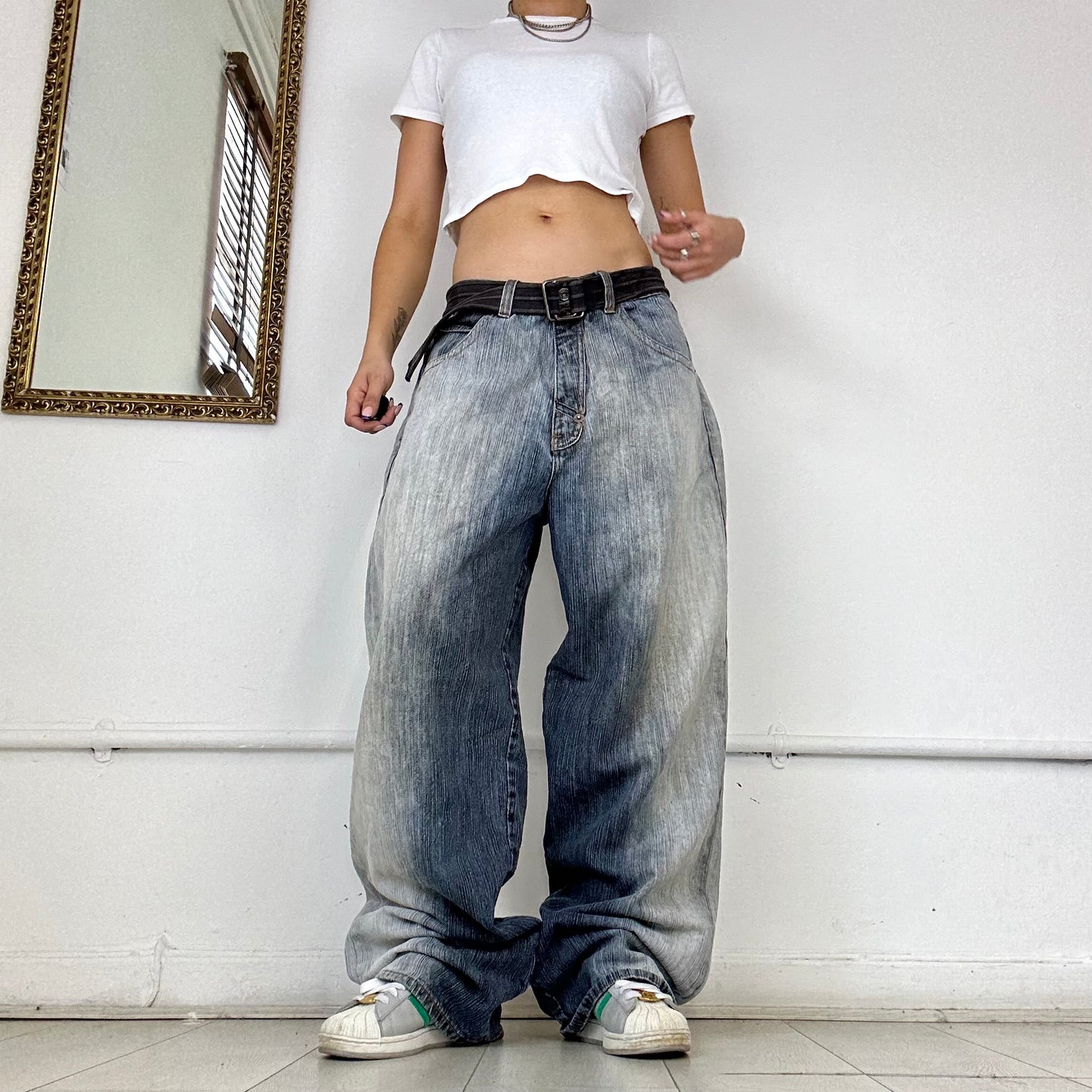 90's two tone baggy jeans