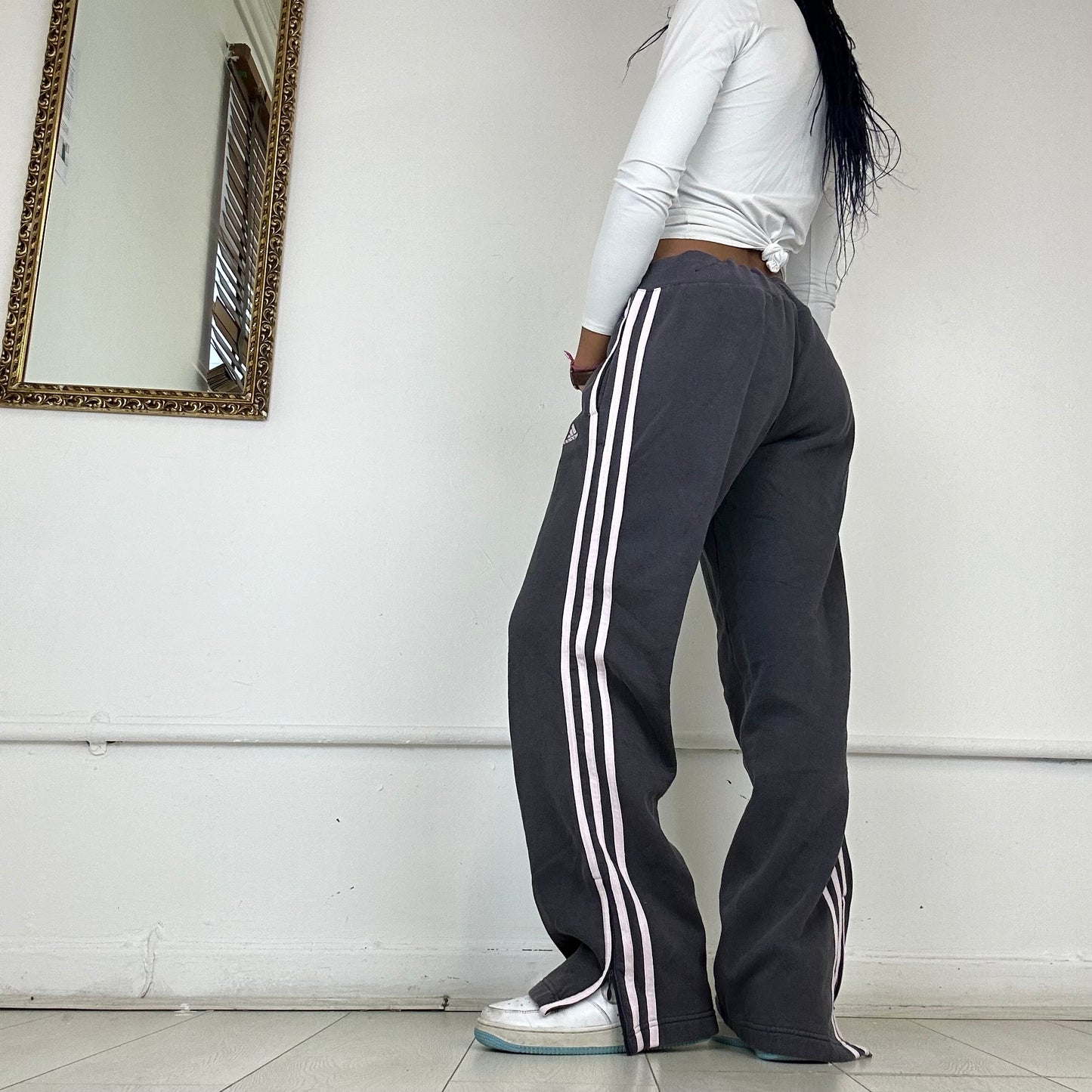 vintage wide leg adidas tracksuit bottoms