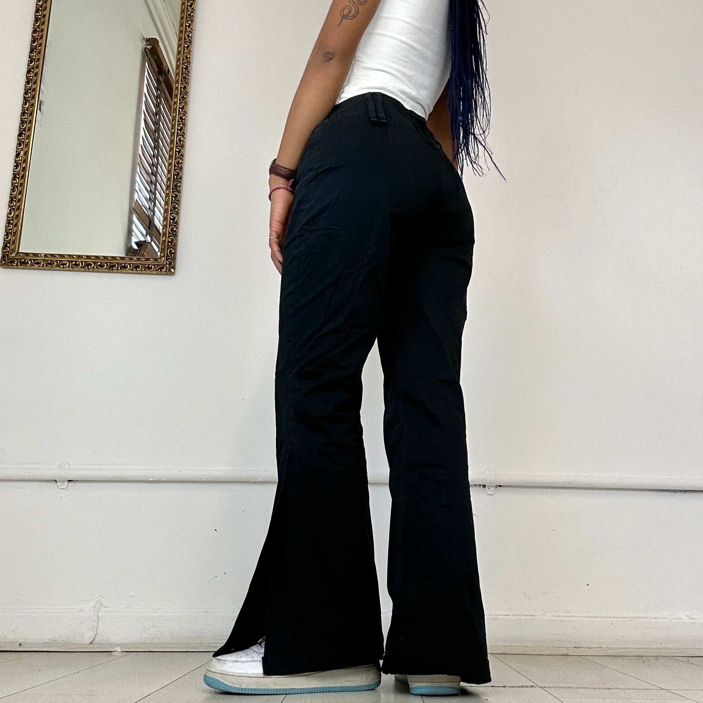 dolce and gabbana black flared trousers