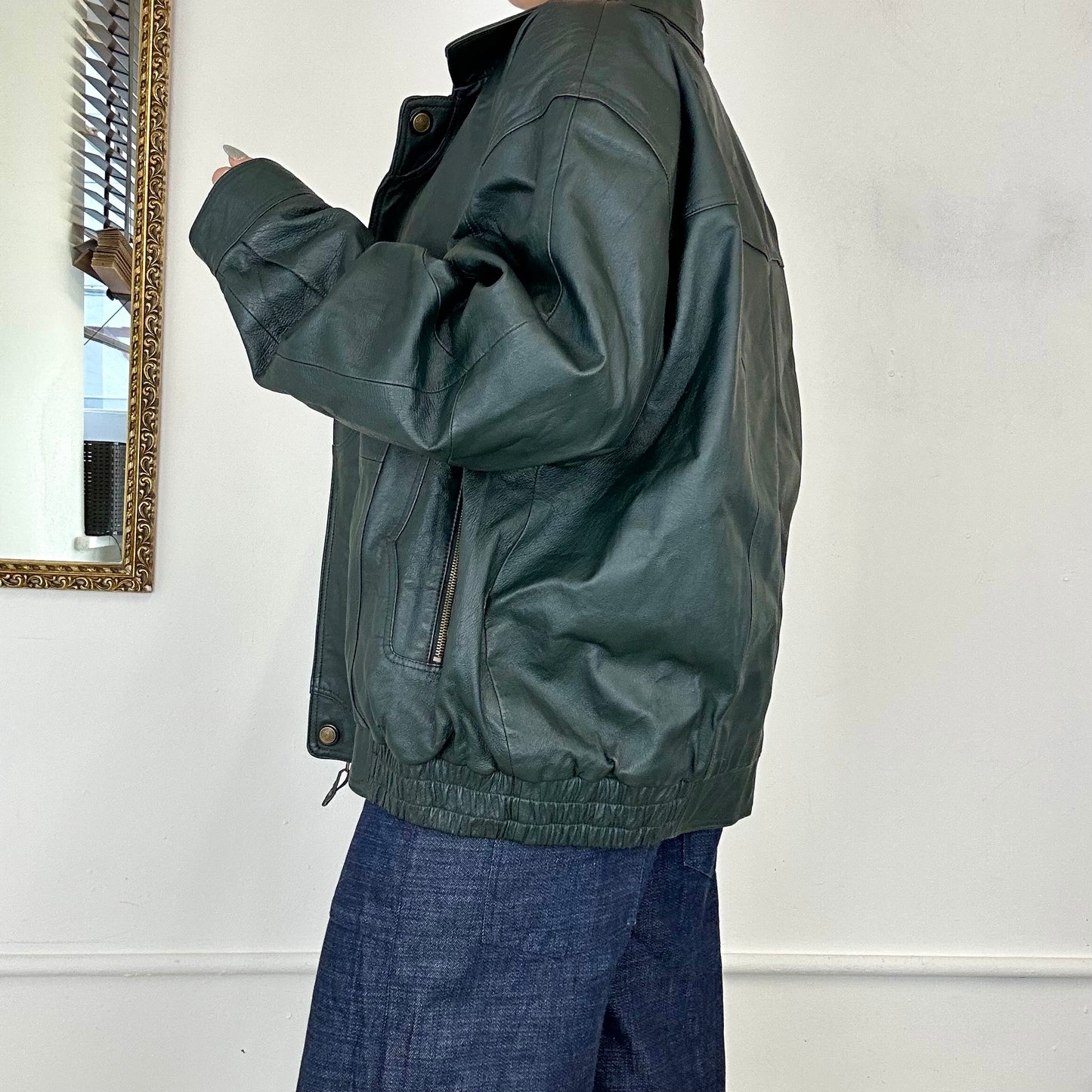 vintage green leather jacket