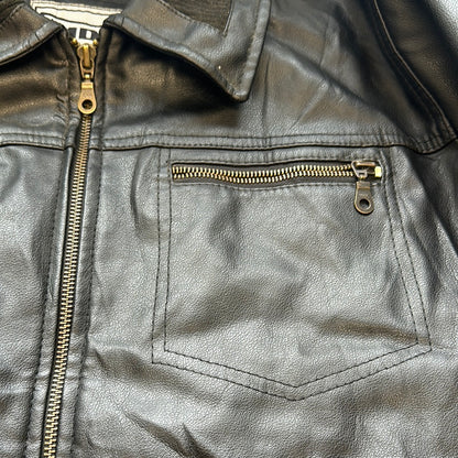 black leather bomber jacket