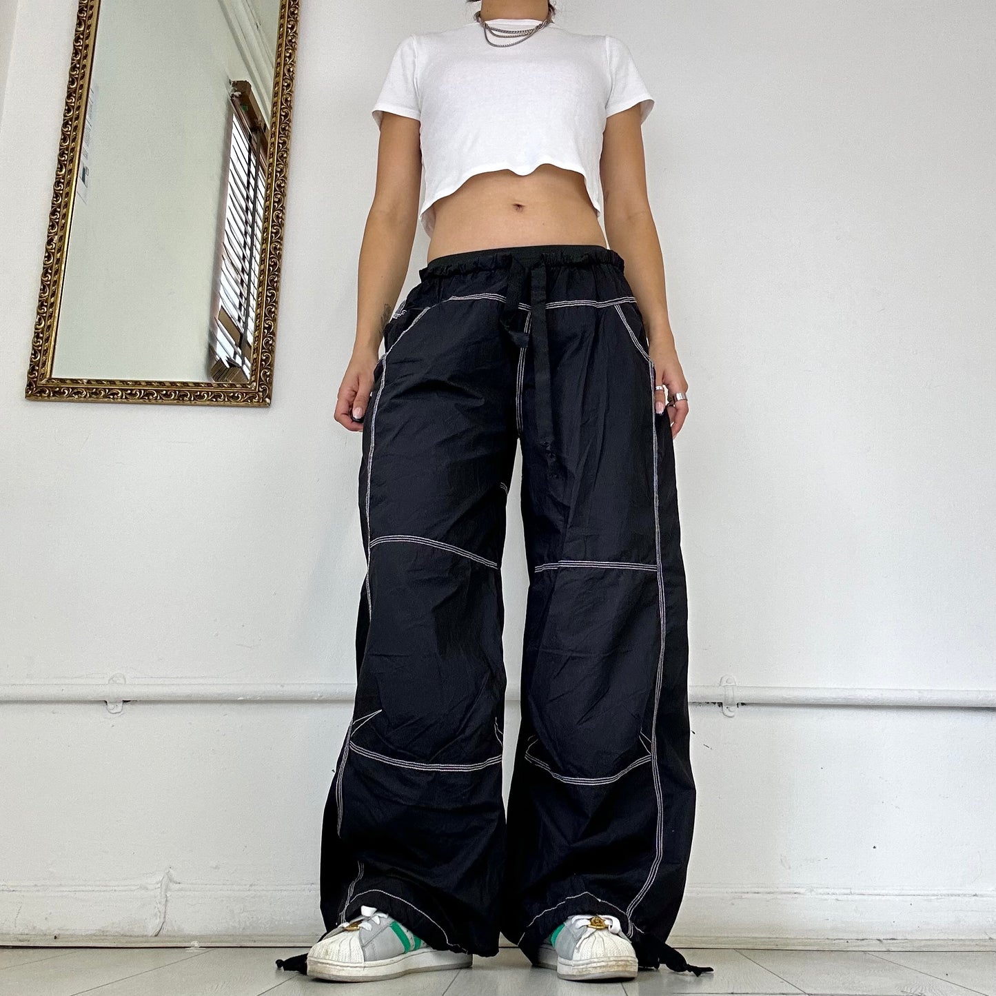 2000's black baggy cargo trousers