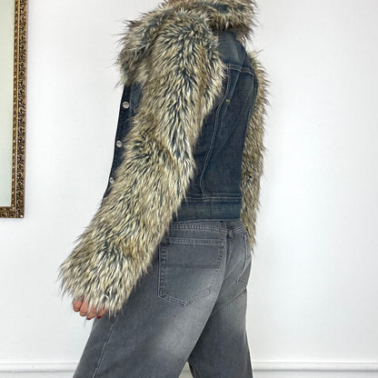 00’s faux fur miss sixty denim jacket