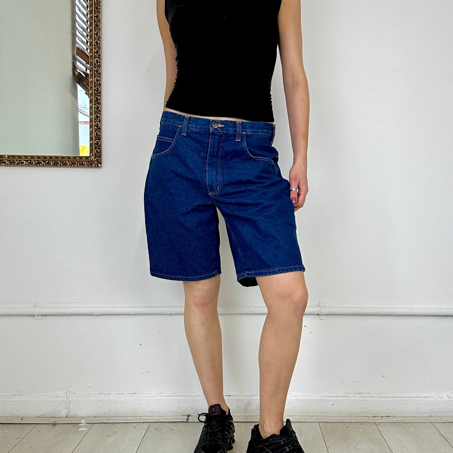 dark wash denim jorts