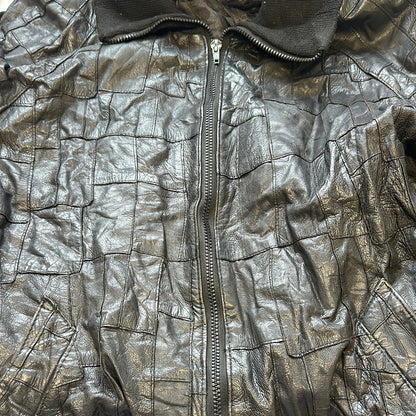 vintage patchwork leather bomber jacket