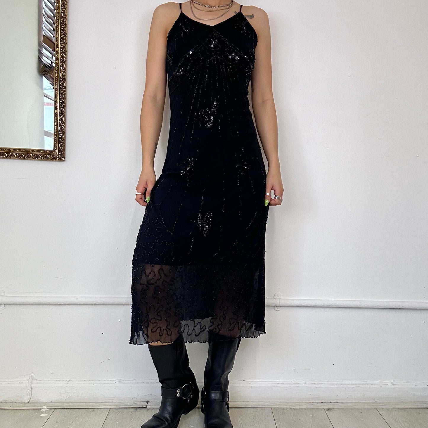 2000's black midi dress