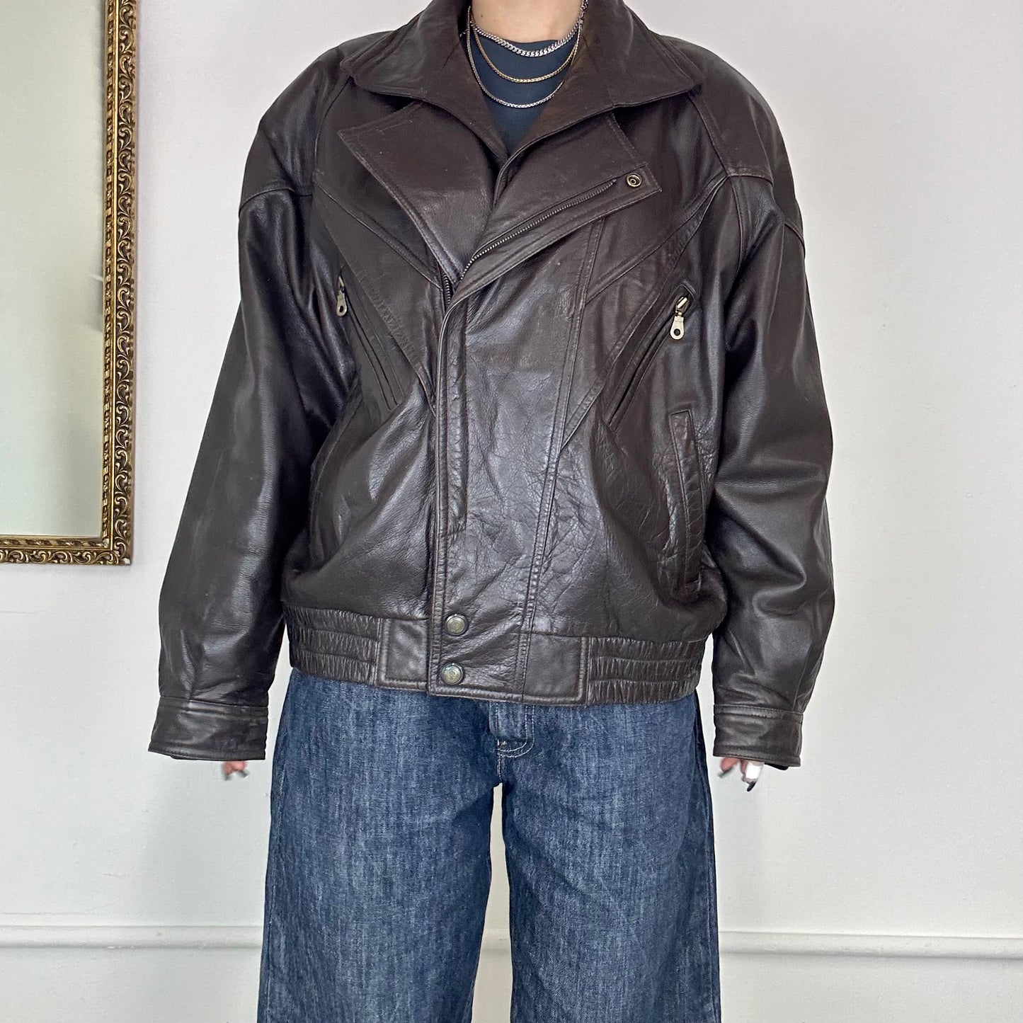 vintage leather bomber jacket