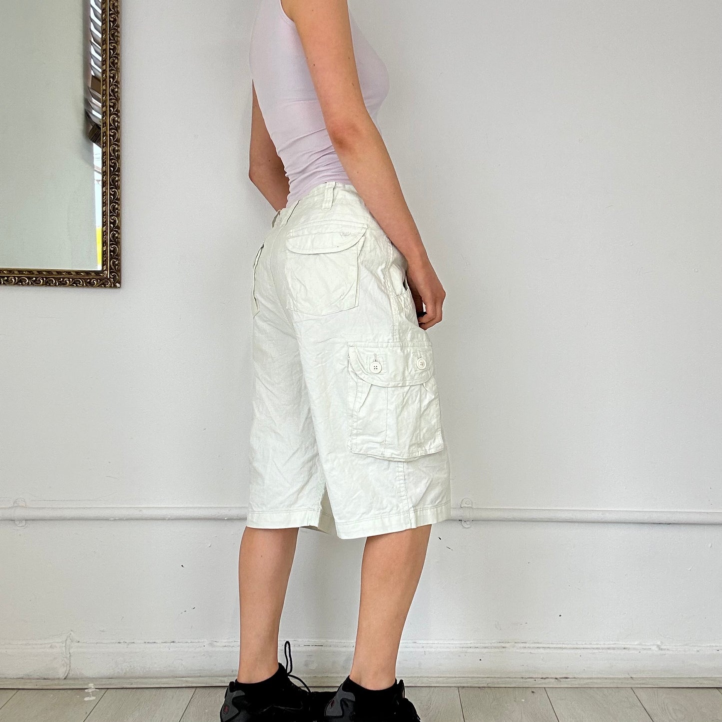 baggy cream cargo shorts