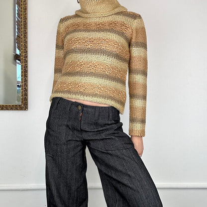 2000'S stripe roll neck knit jumper