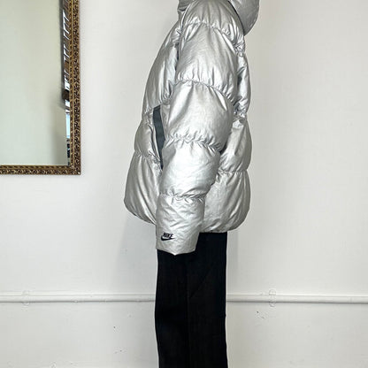 00's nike silver puffer coat