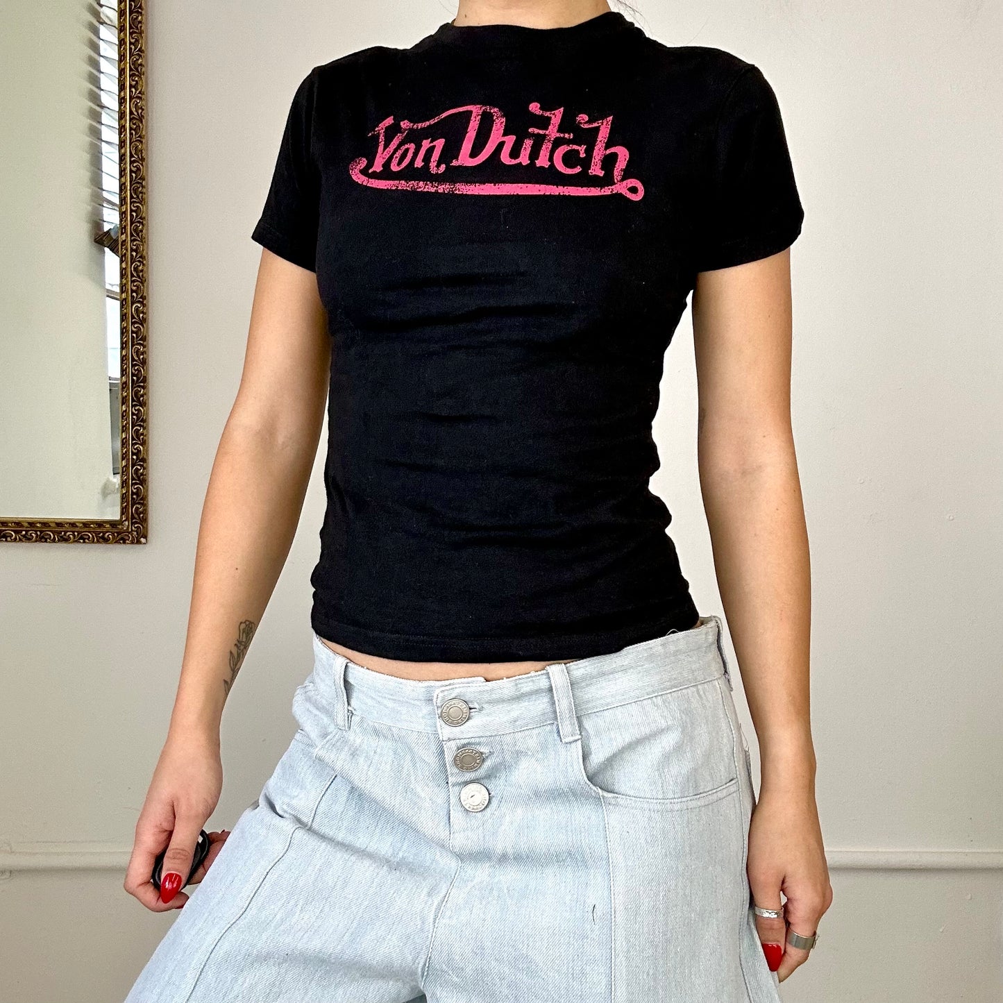 Von Dutch vintage black baby tee