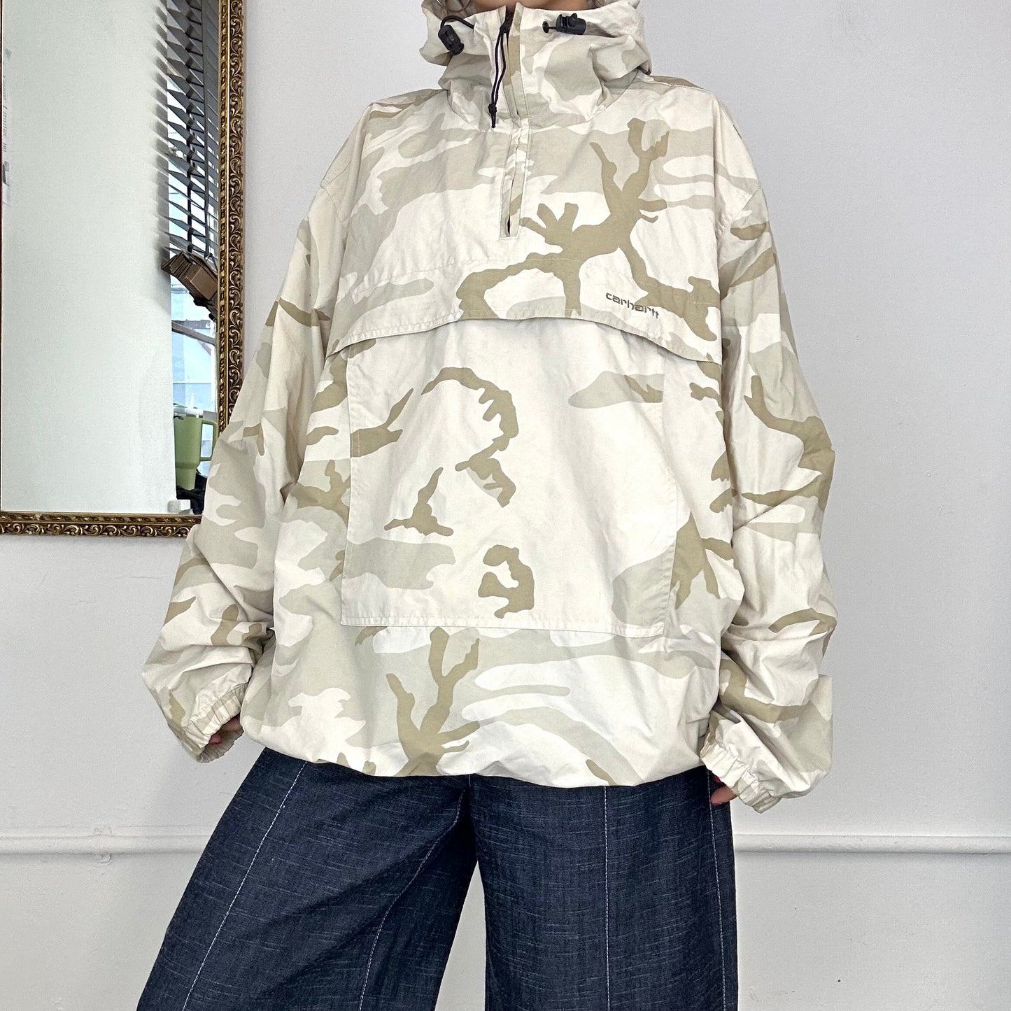 cream carhartt camo rain jacket