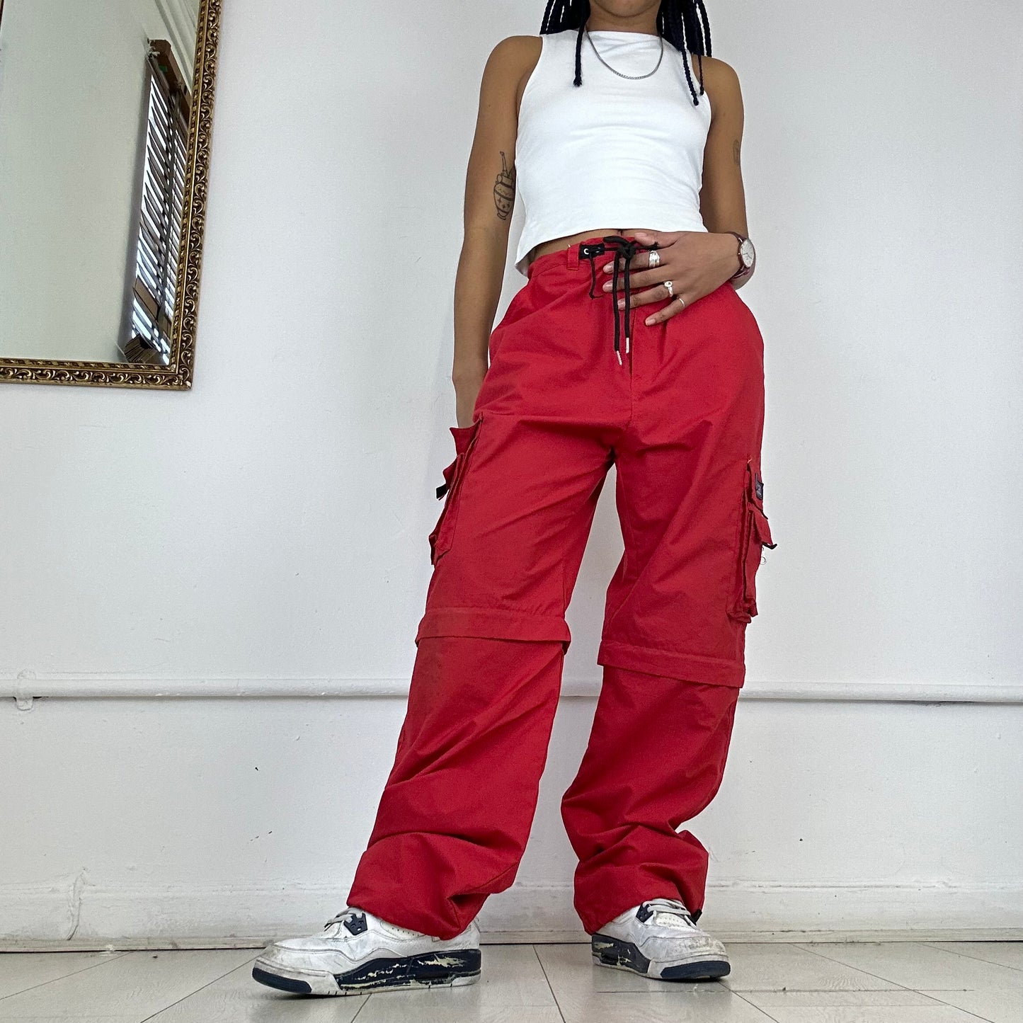 vintage red cargo diesel trousers