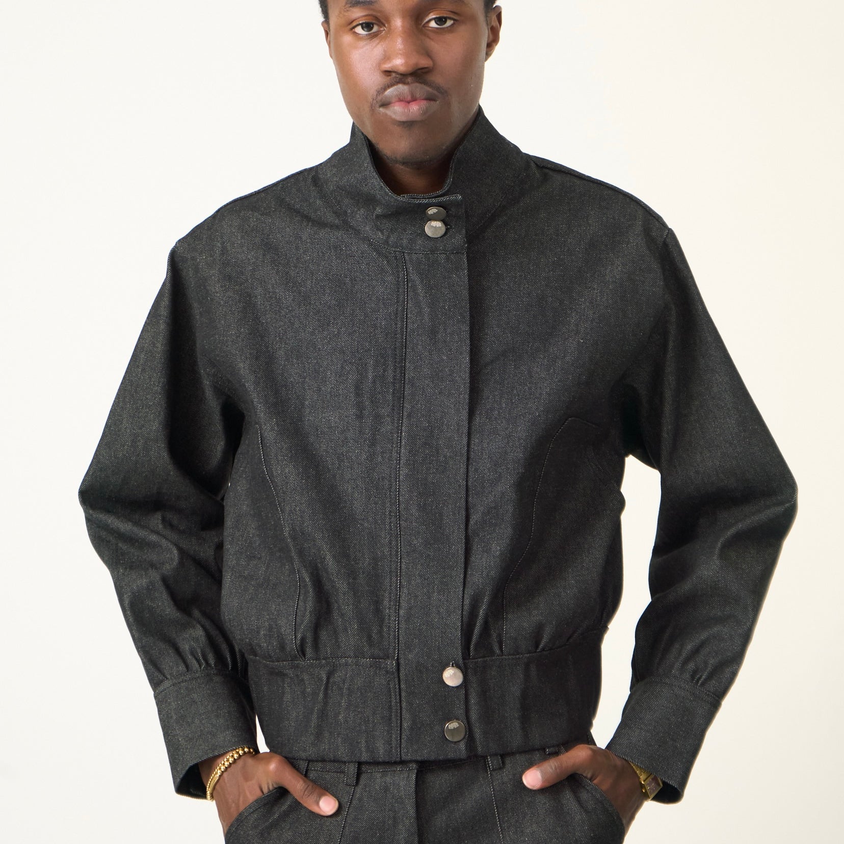 slouch jacket - dark grey denim