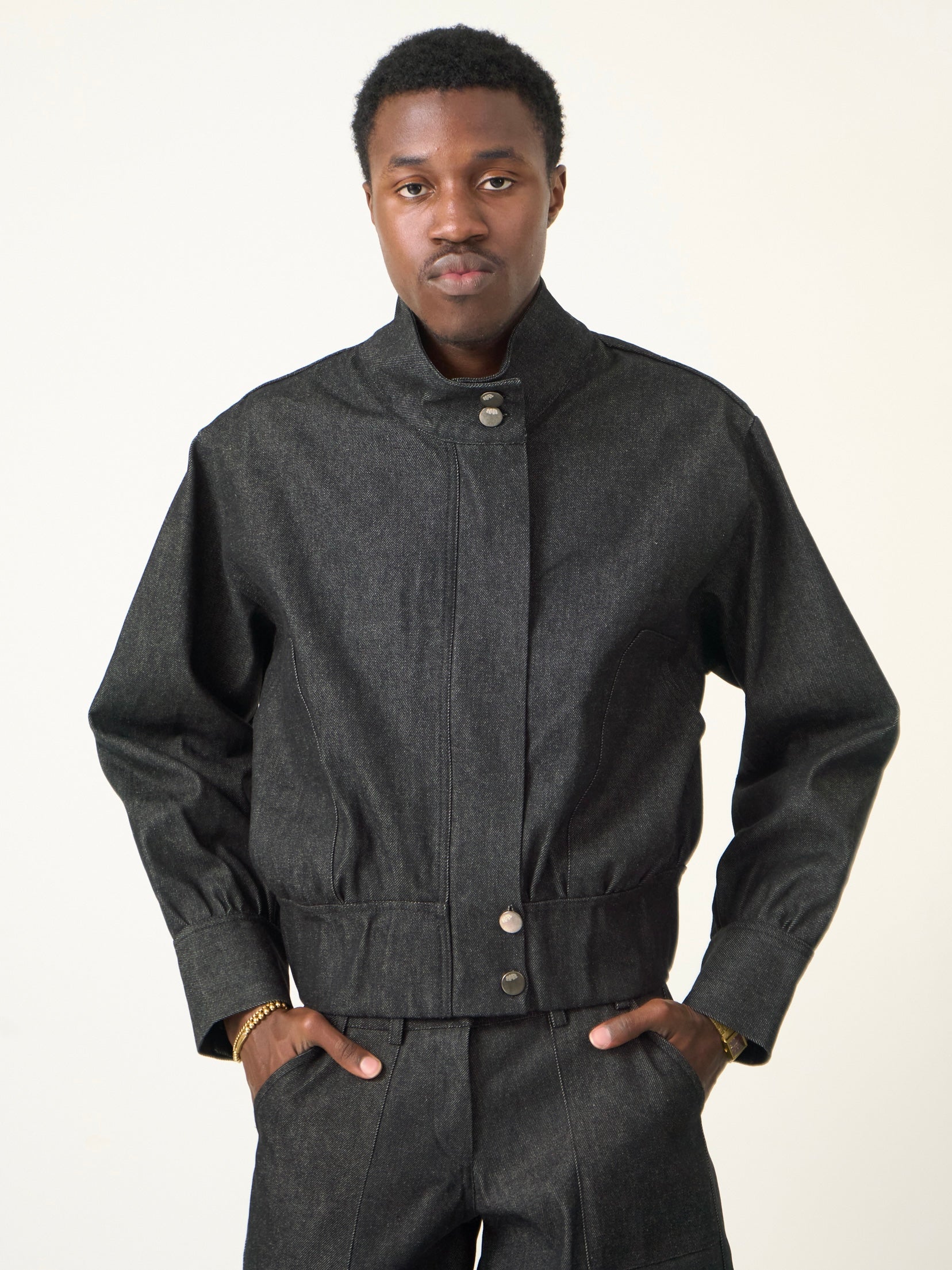 slouch jacket - dark grey denim