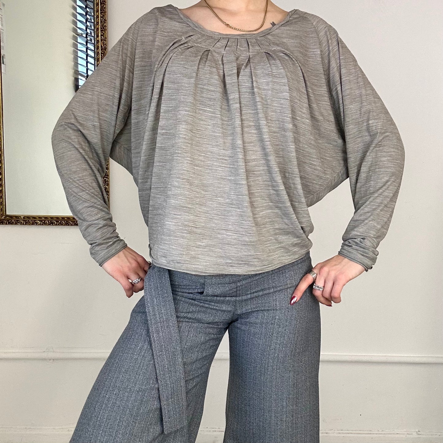 00's diesel flowy grey long sleeve top