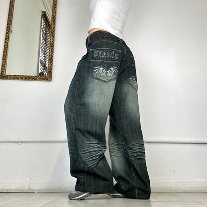 baggy two tone jeans