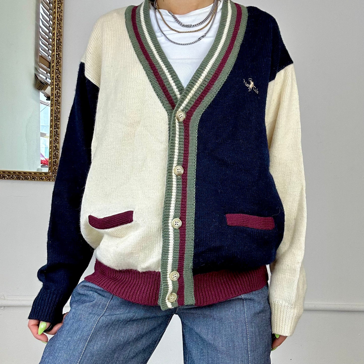 90’s contrast knitted cardigan