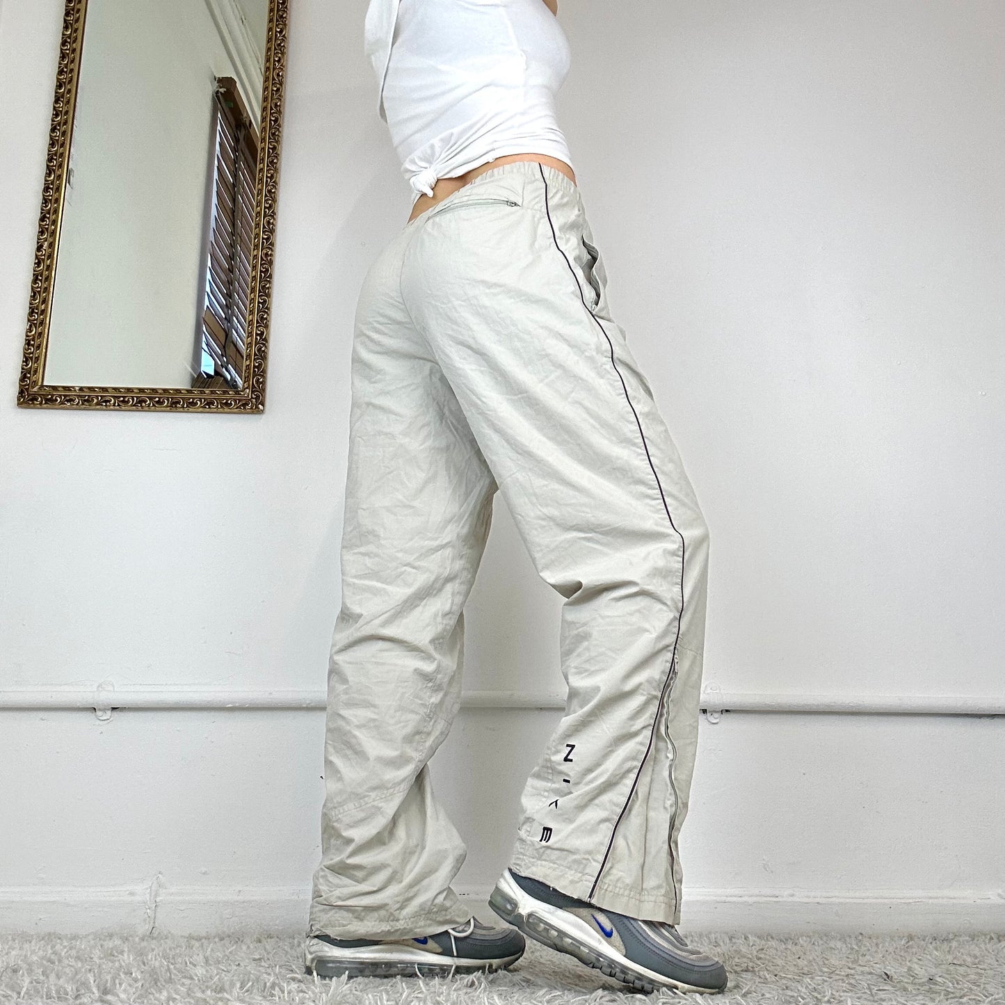 vintage beige nike tracksuit bottoms