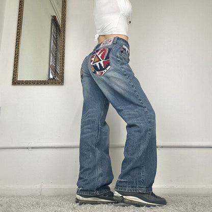 baggy skate jeans with embroidered pockets