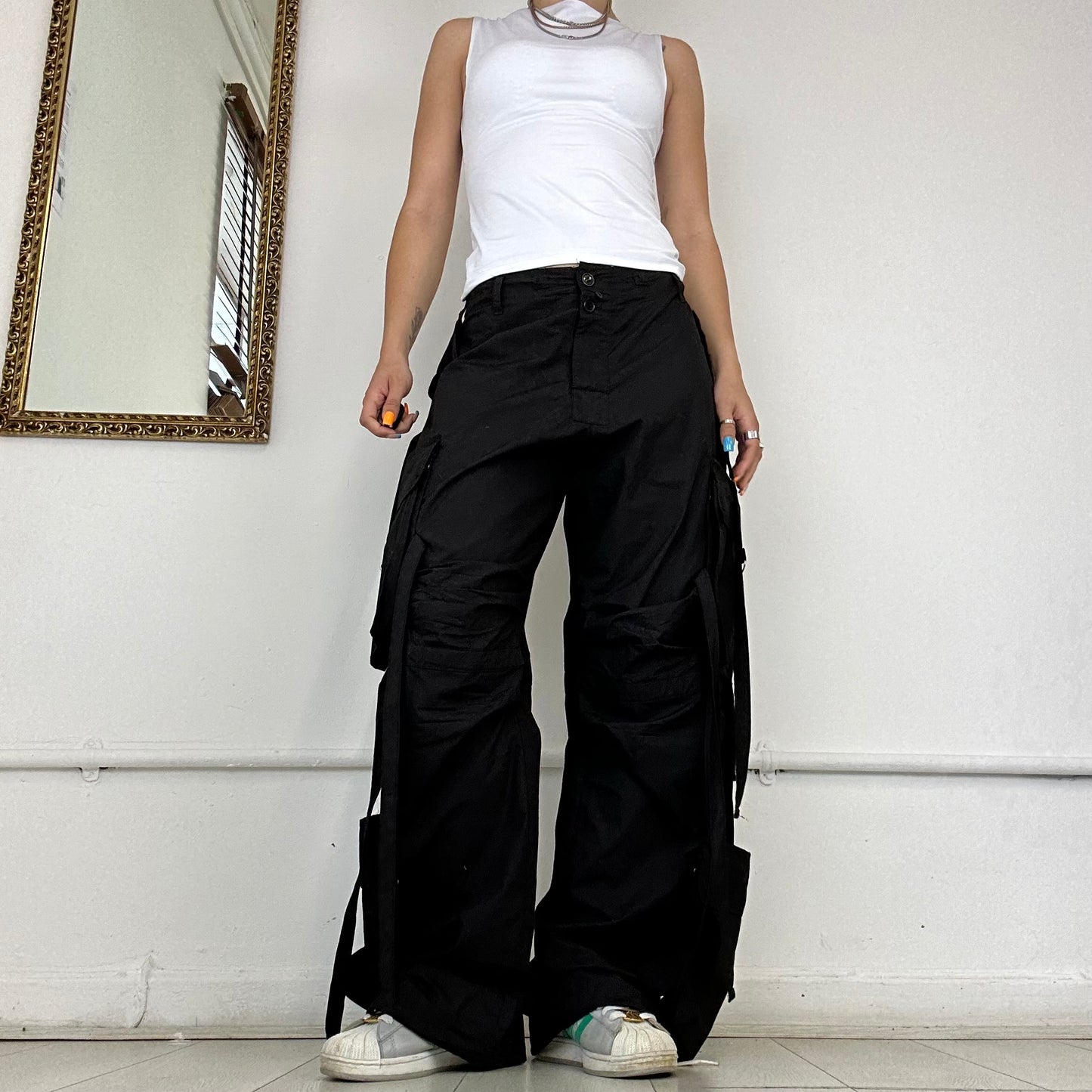 90's black raver cargo trousers