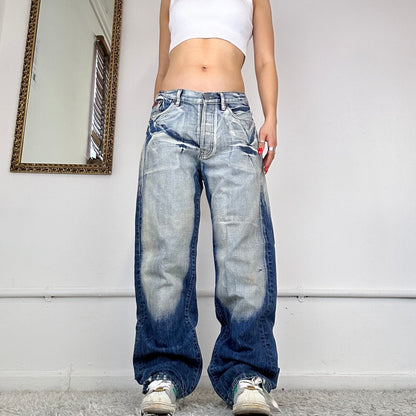 00's two tone baggy jeans