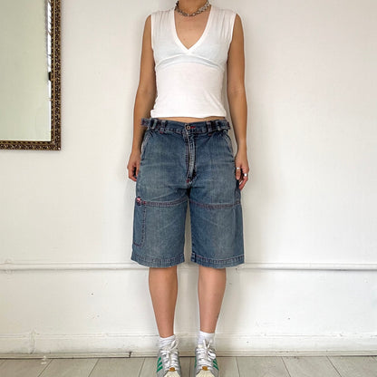 baggy denim cargo jean shorts