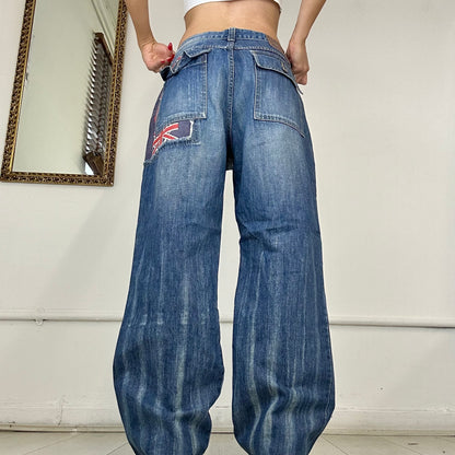 00’s baggy patchwork jeans