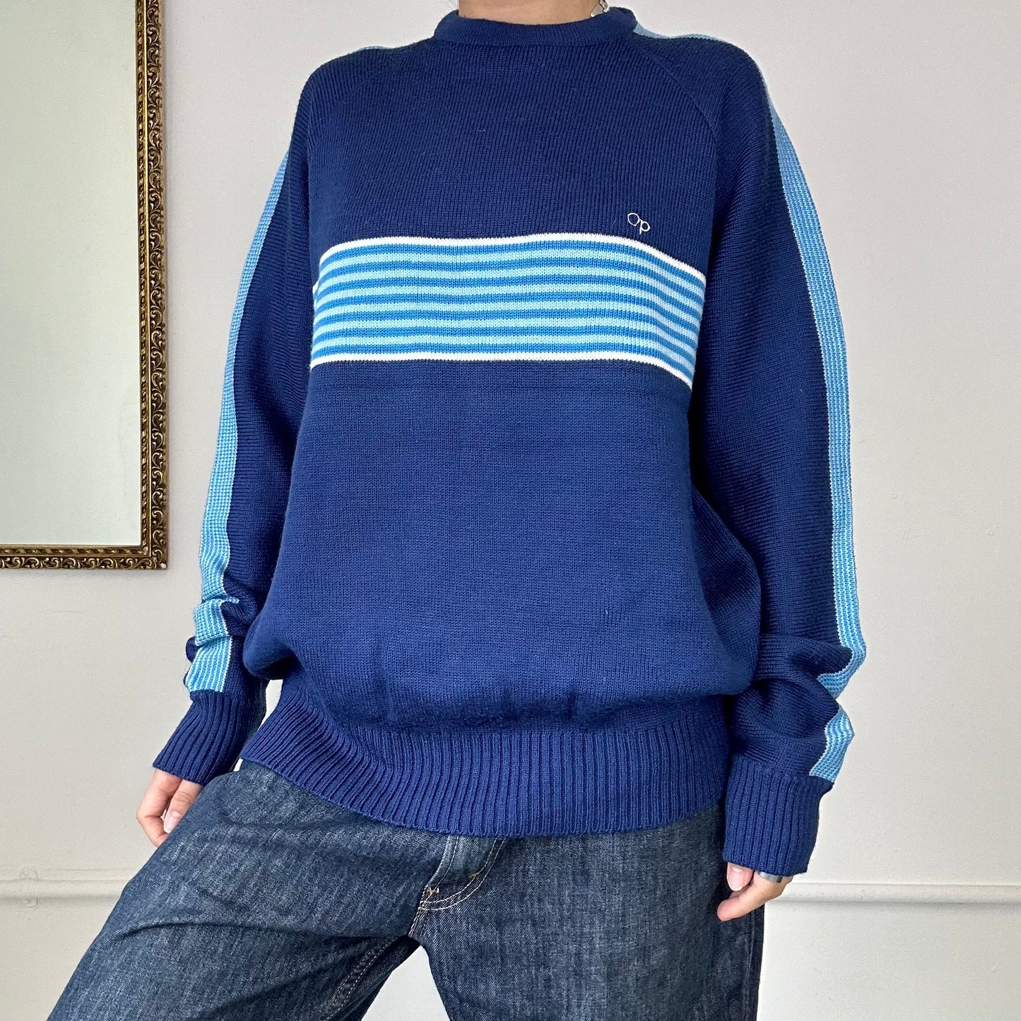 vintage blue striped knit jumper