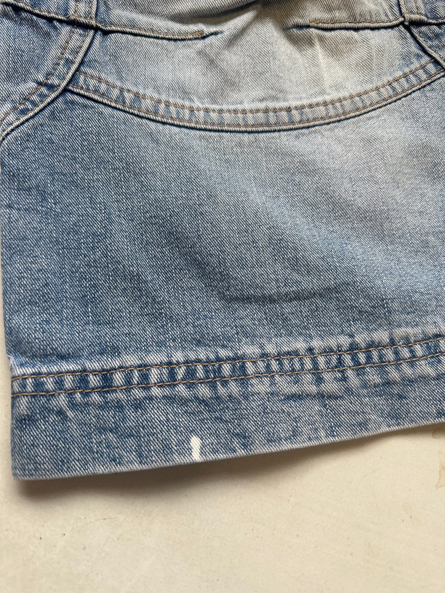 light wash long denim shorts