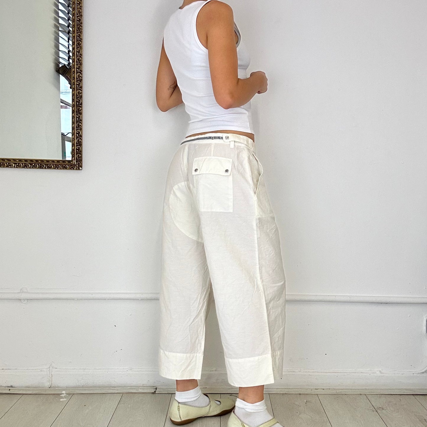 vintage prada capri white cargo trousers