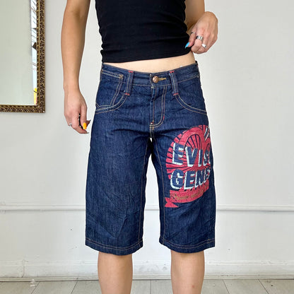 dark wash evisu denim shorts