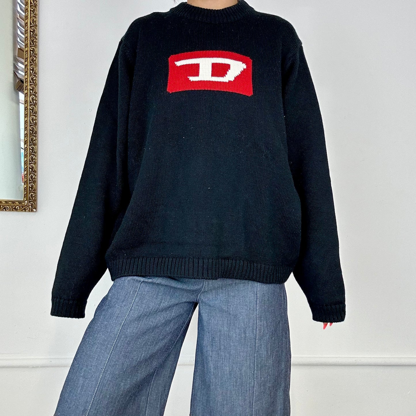 vintage black diesel knit jumper