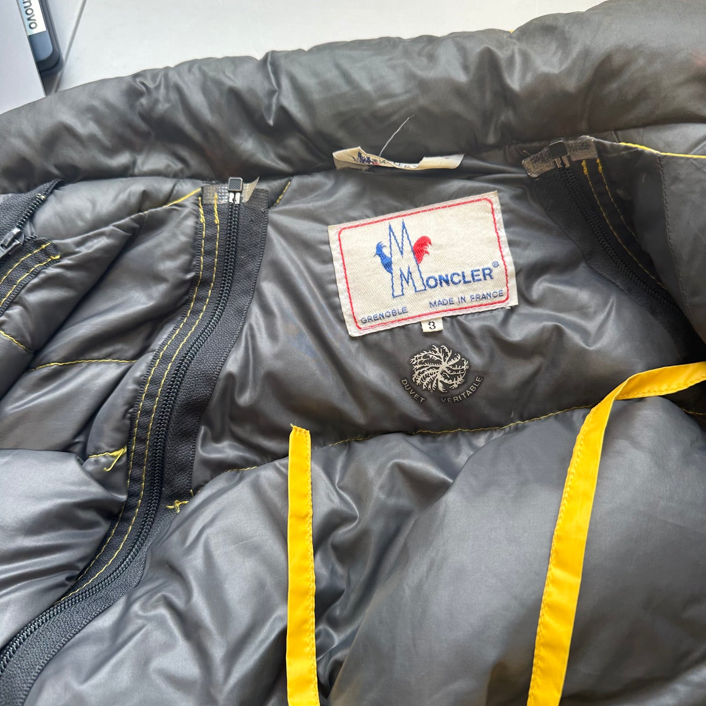 moncler vintage yellow puffer jacket