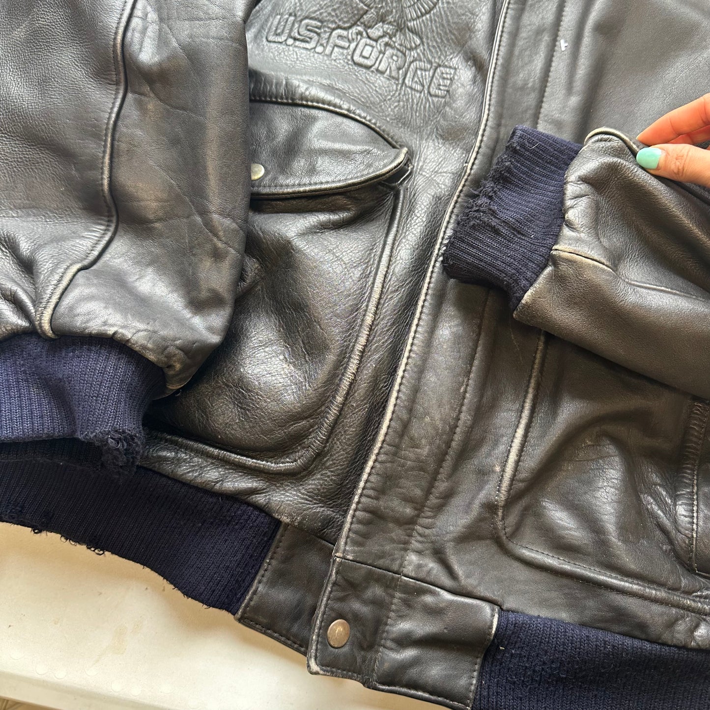 vintage leather bomber jacket