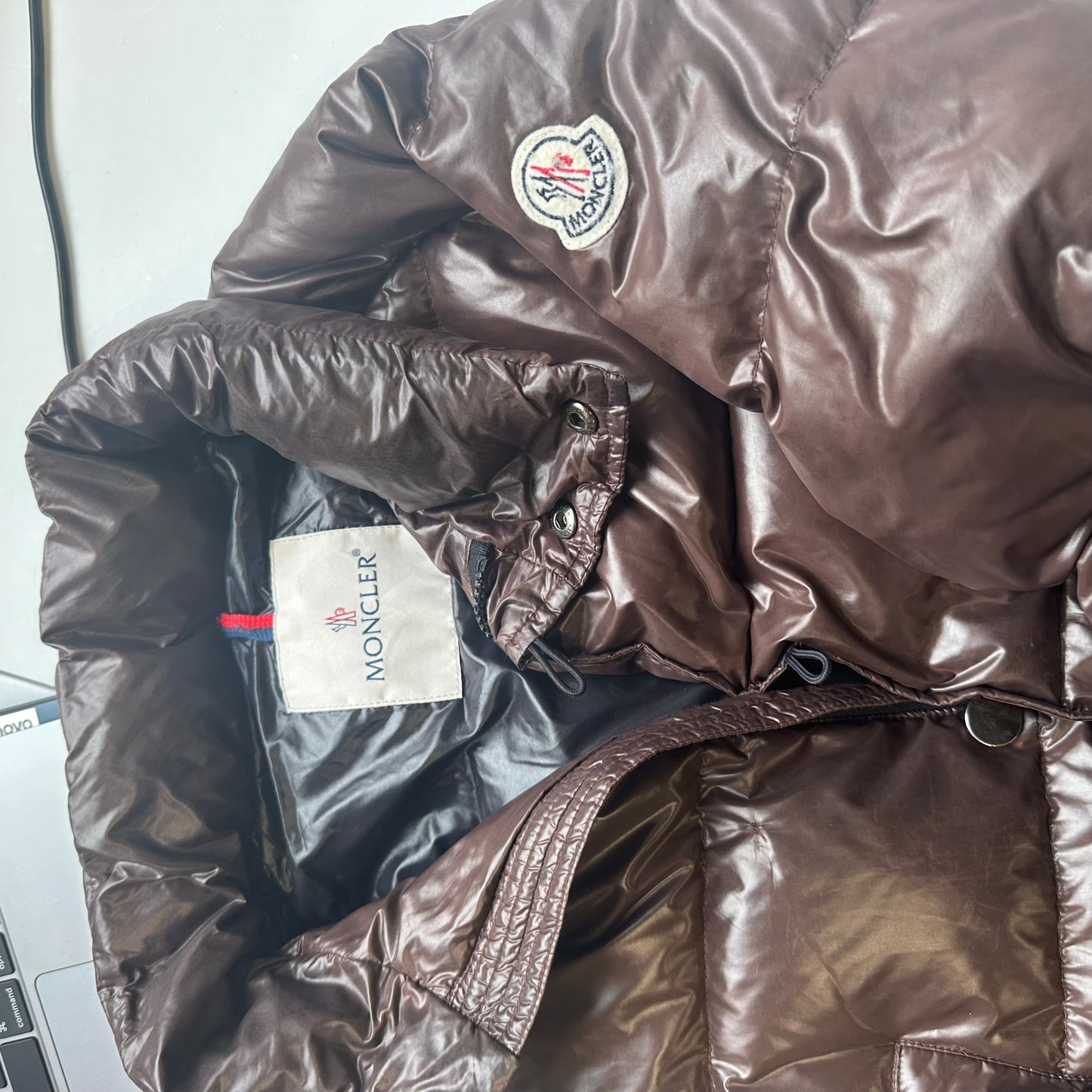 moncler vintage brown puffer coat