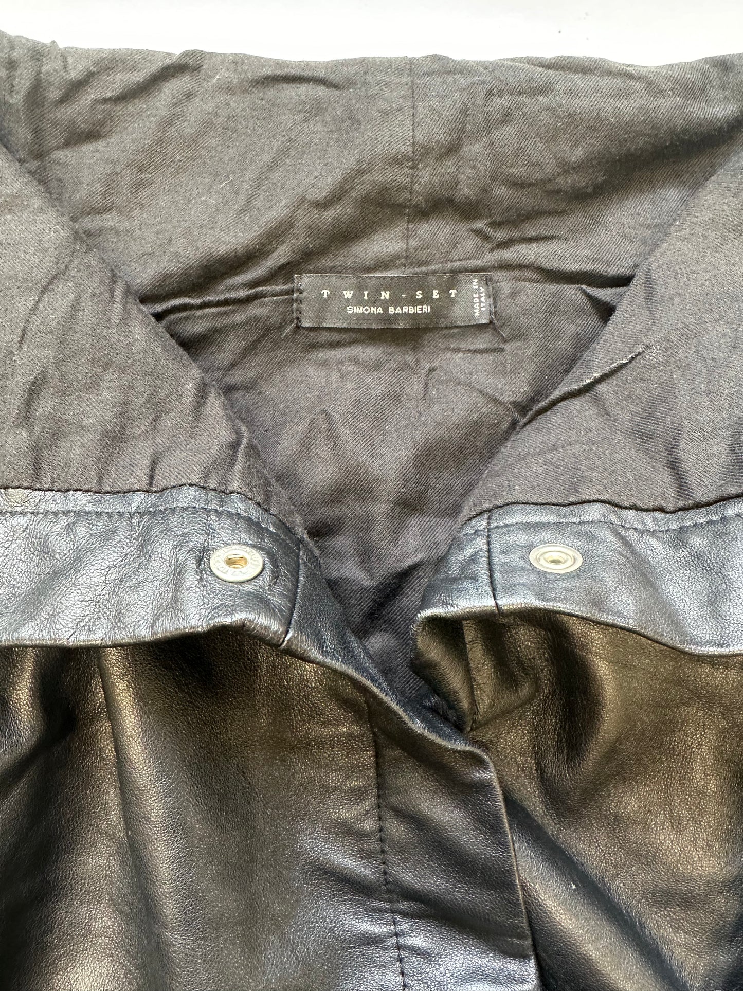 vintage black asymmetric leather jacket