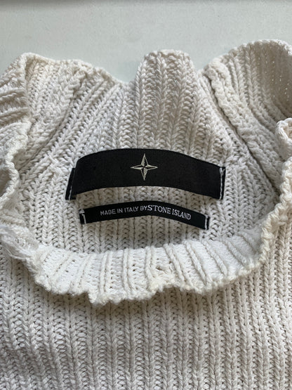 vintage stone island white knit jumper