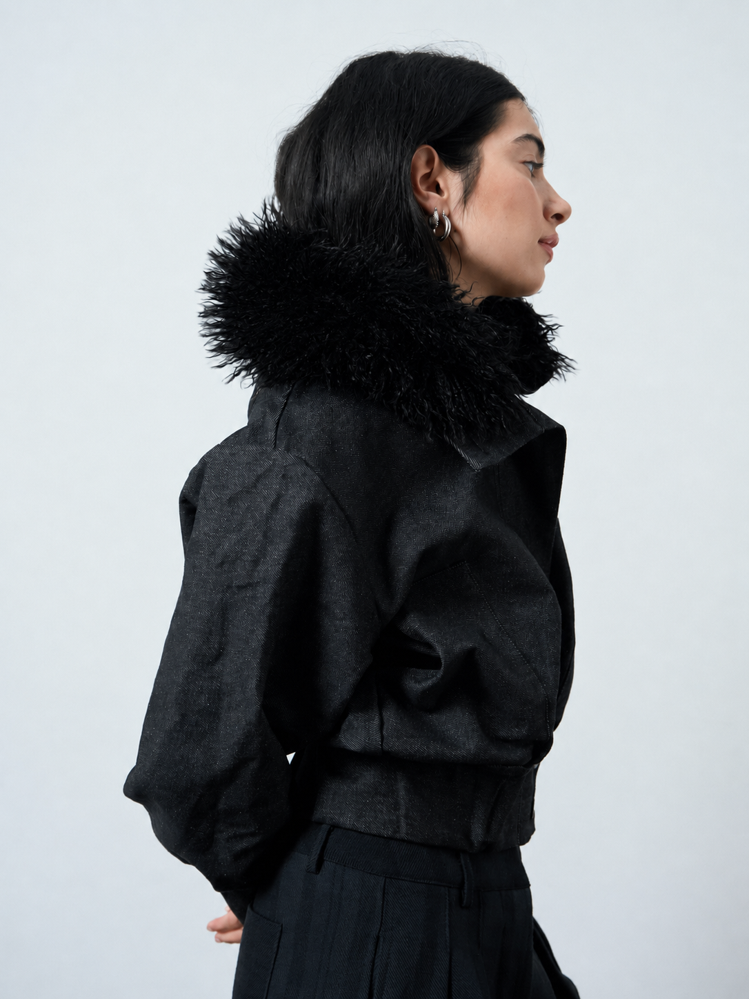 slouch jacket - dark grey denim