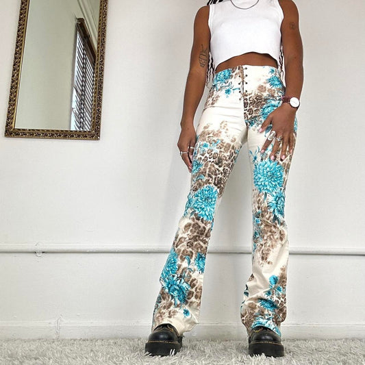 printed 00'S flared trousers