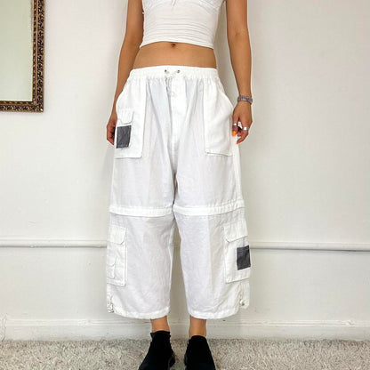 white  3/4 length cargo trousers