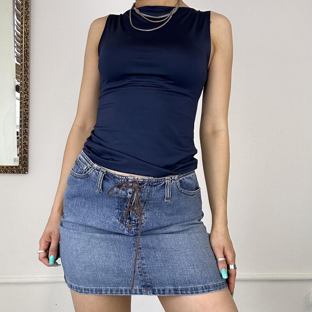 denim lace up mini skirt